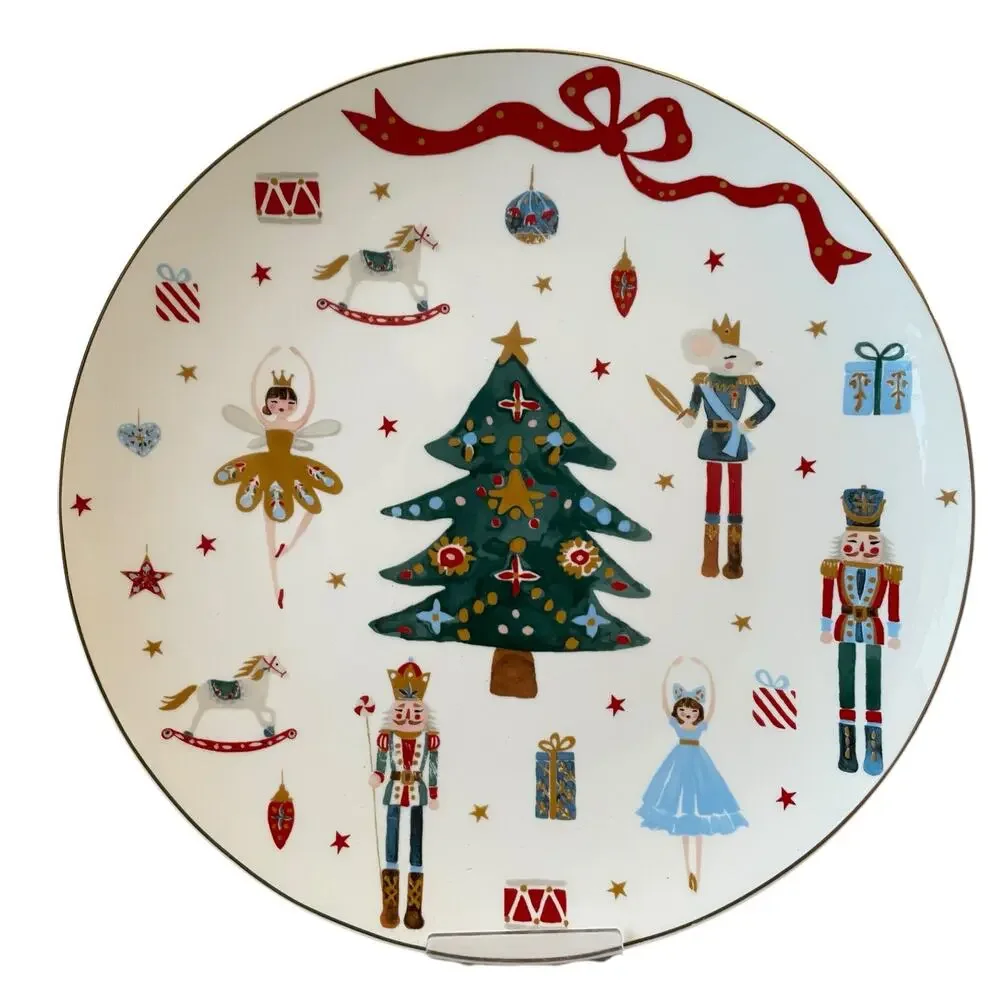 Set of 2 Grace Teaware Nutcracker Ballet Dinner Plates 10.5in Christmas New